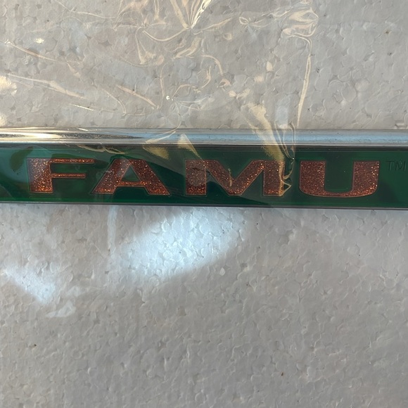 FAMU Mom silver metal license plate frame Florida A&M University Tallahassee FL - Picture 3 of 4